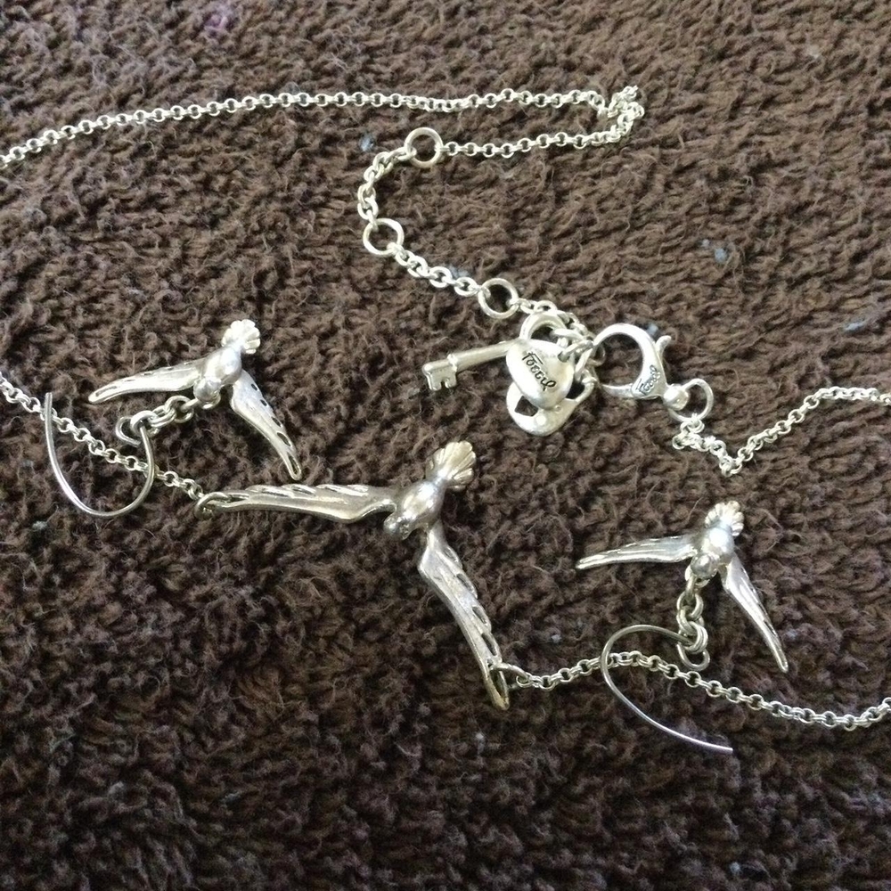 Fossil Bird Necklace and Earring Set - Picture 4 of 4